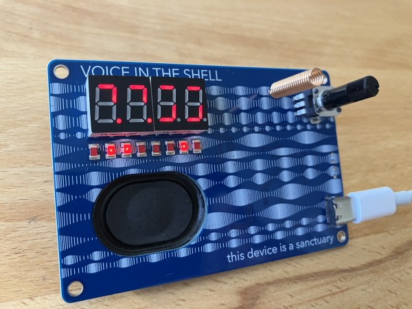 Circuit board with waveform graphics and strange red LED lights